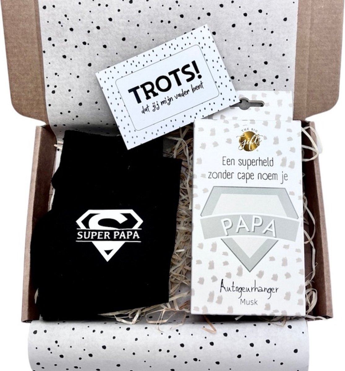 Vaderdag Cadeauset | Autogeurhanger |Sokken | Super Papa | Cadeau Voor Papa | Verjaardag Cadeau | Vader | Papa | Vaderdag | Superheld zonder cape